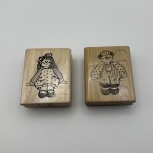 DOTS 1989 Jo D4091 Jamie H138 Boy Girl Dolls Wood Mount Rubber Stamp Lot Vintage